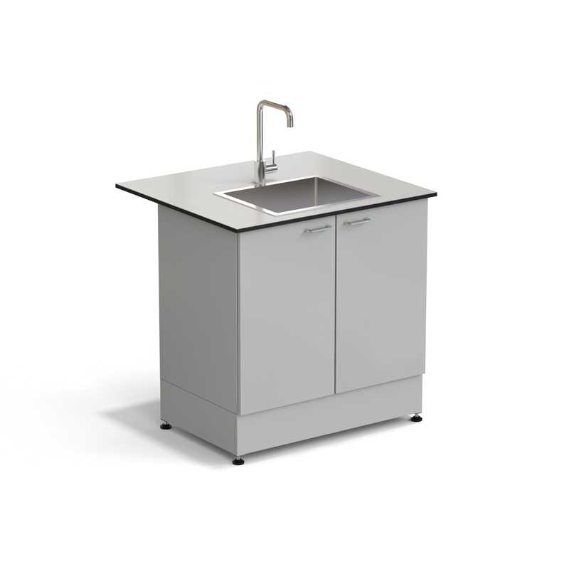 77.0071.10.08 Стол-мойка ЭКРОС 900х800х900 мм, чаша нержавеющая сталь по центру, раб. поверхность - LABGRADE